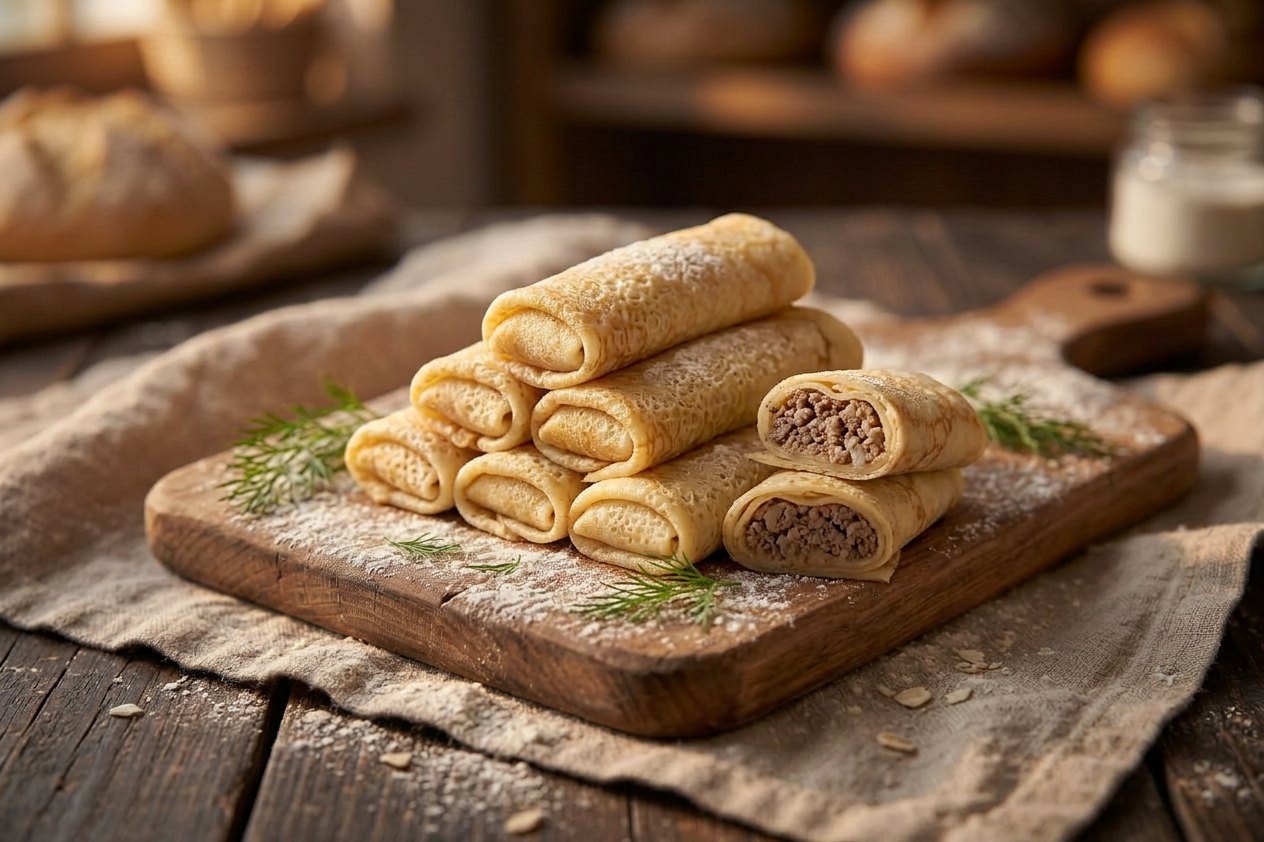 Блинчики с мясной начинкой
